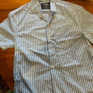 HOMMEGIRLS Stripe Short-Sleeve Cotton Shirt